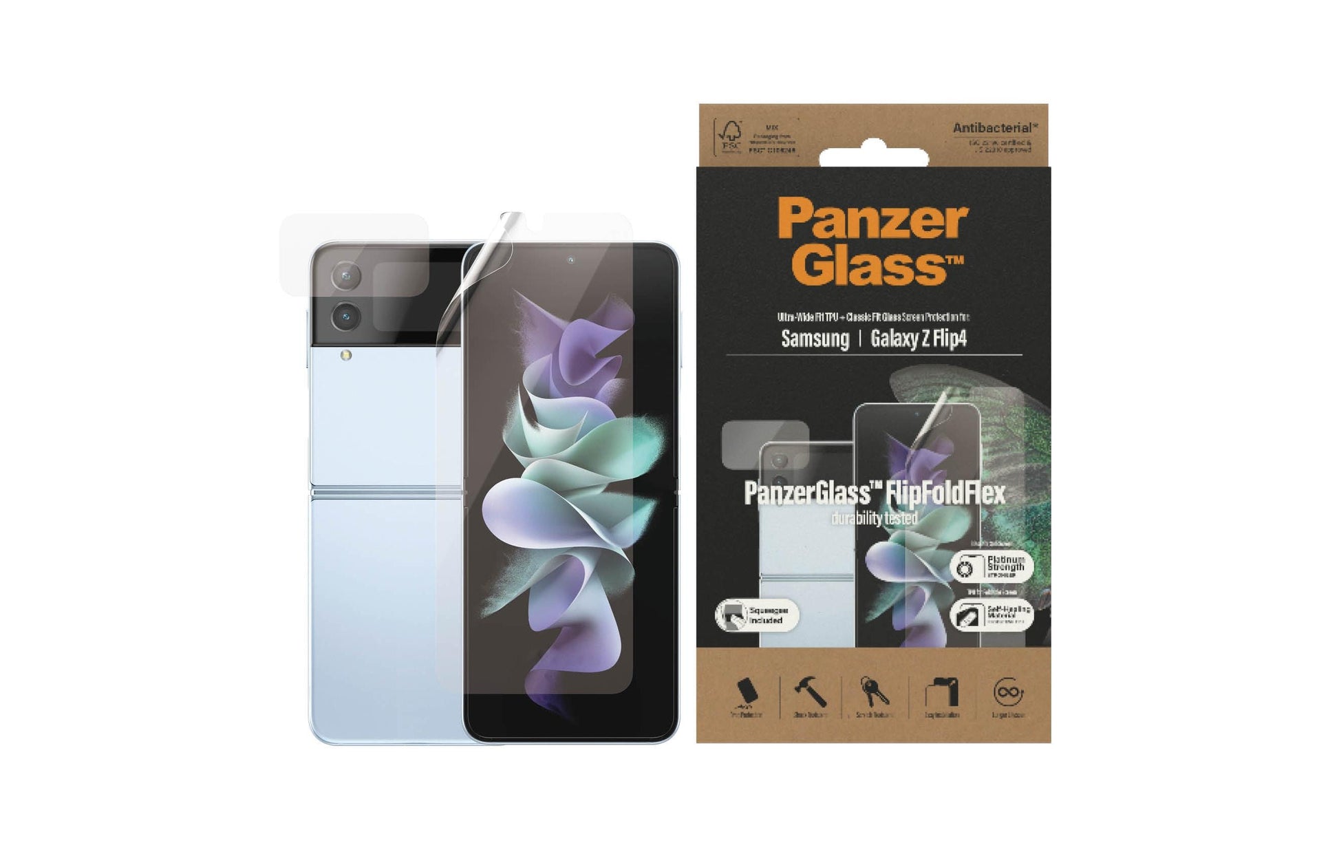 PanzerGlass Displayschutz, Folie, Transparent – für Samsung Galaxy Z Flip4 – 1er-Pack