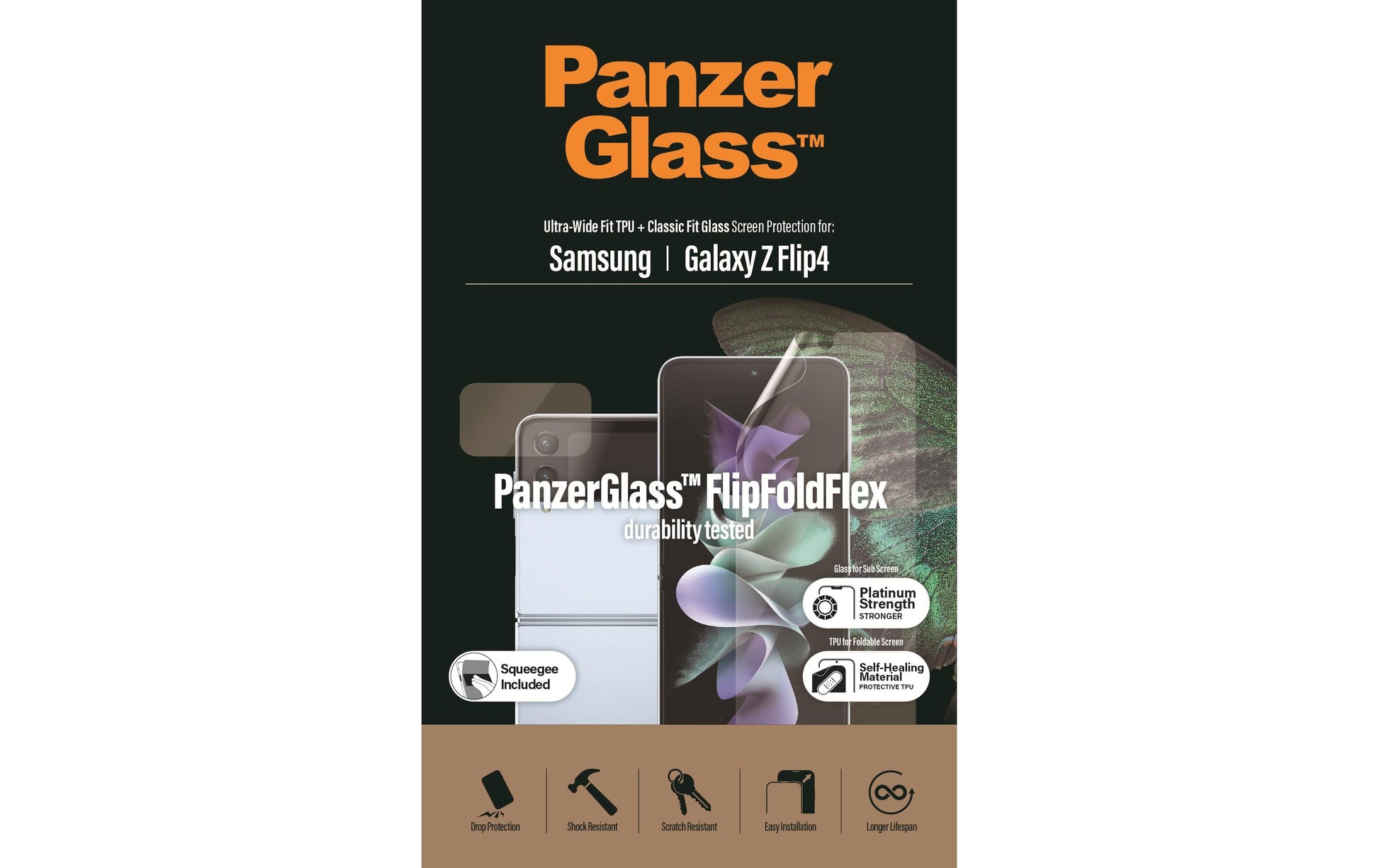 PanzerGlass Displayschutz, Folie, Transparent – für Samsung Galaxy Z Flip4 – 1er-Pack