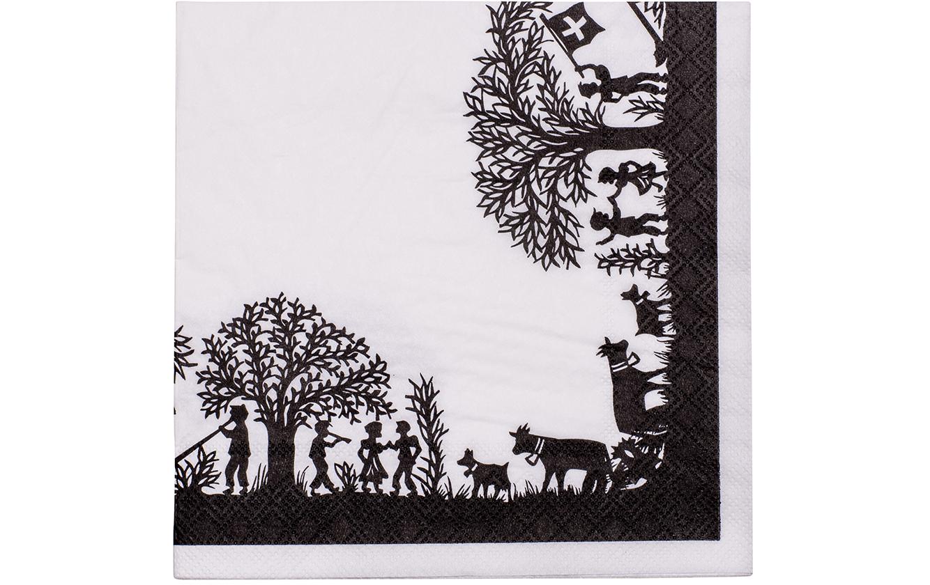 Kadastar Servietten Bergchilbi – schwarz/weiss – 33 × 33 cm, 3-lagig – 20 Stück