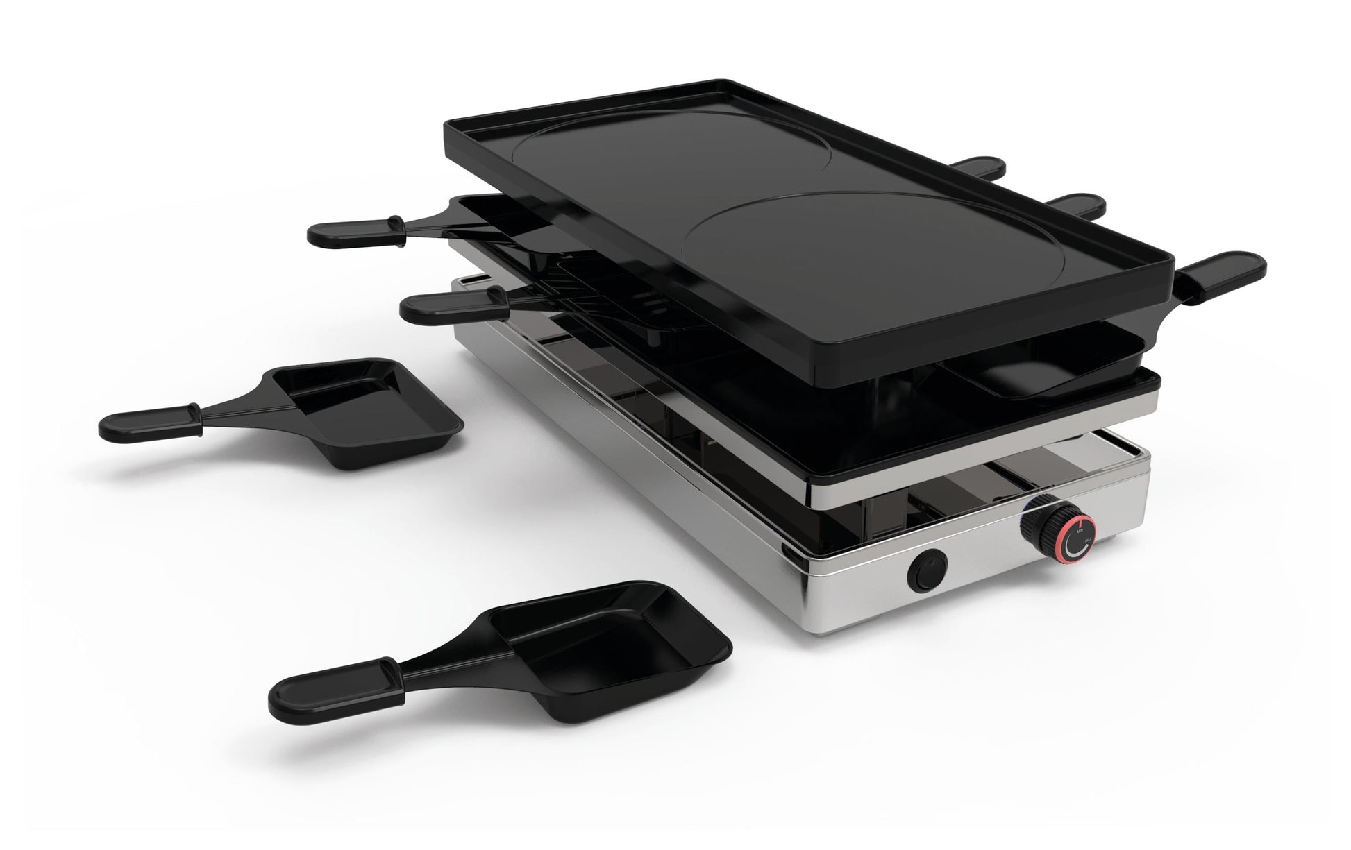 Koenig Raclette-Grill – 8 Personen, 1800 W, Antihaftbeschichtet – Schwarz/Edelstahl