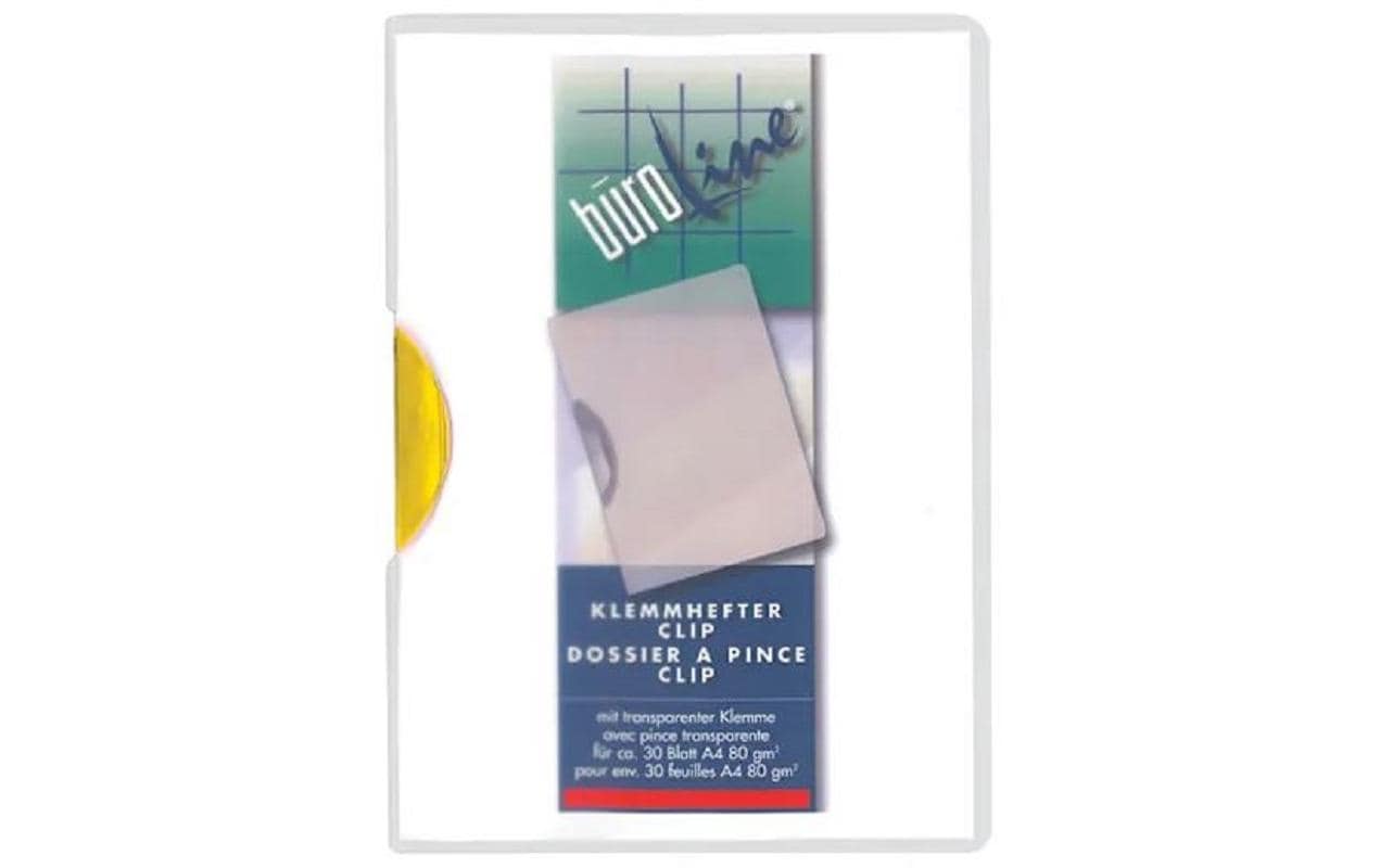 Buroline Klemmhefter für A4, Kunststoff, gelb/transparent – bis 30 Blatt – 1 Stk