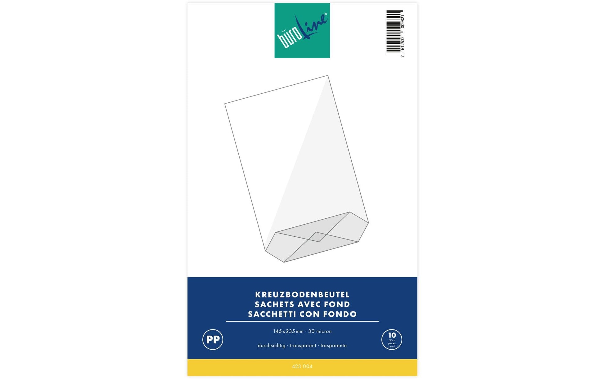 Buroline Cellophantüten mit Kreuzboden transparent – 145 × 235 mm – 10 Stk.