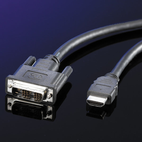ROLINE DVI-D auf HDMI Kabel 1080p 60 Hz – 2 m – für Monitor, TV, Beamer