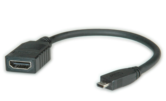 ROLINE Micro-HDMI auf HDMI Kabel HDMI 1.4 4K 30 Hz – 0,22 m – ARC, Ethernet