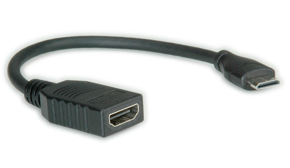 ROLINE Mini-HDMI auf HDMI Kabel – 4K 30 Hz – 0,15 m – Ethernet