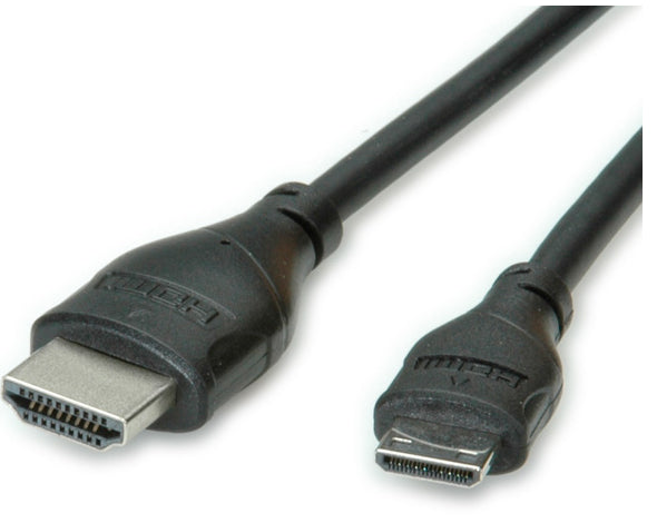 ROLINE Mini HDMI auf HDMI Kabel HDMI High Speed – 4K 30 Hz – 0,8 m – ARC, Ethernet