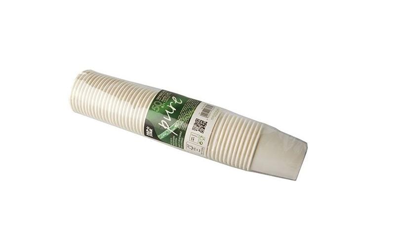 Papstar Trinkbecher Pure, Papier/Karton, PLA-beschichtet, für Heissgetränke – 1,0 dl – 50 Stk.