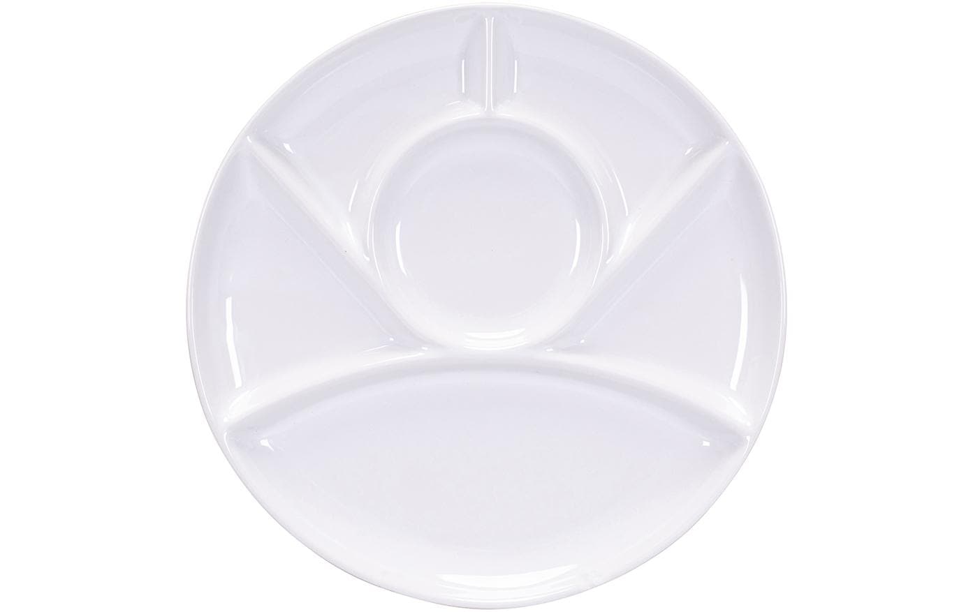 Kadastar Fleischfondue-Teller – Ø 26,0 cm, Keramik, Weiss, 6 Fächer, spülmaschinenfest
