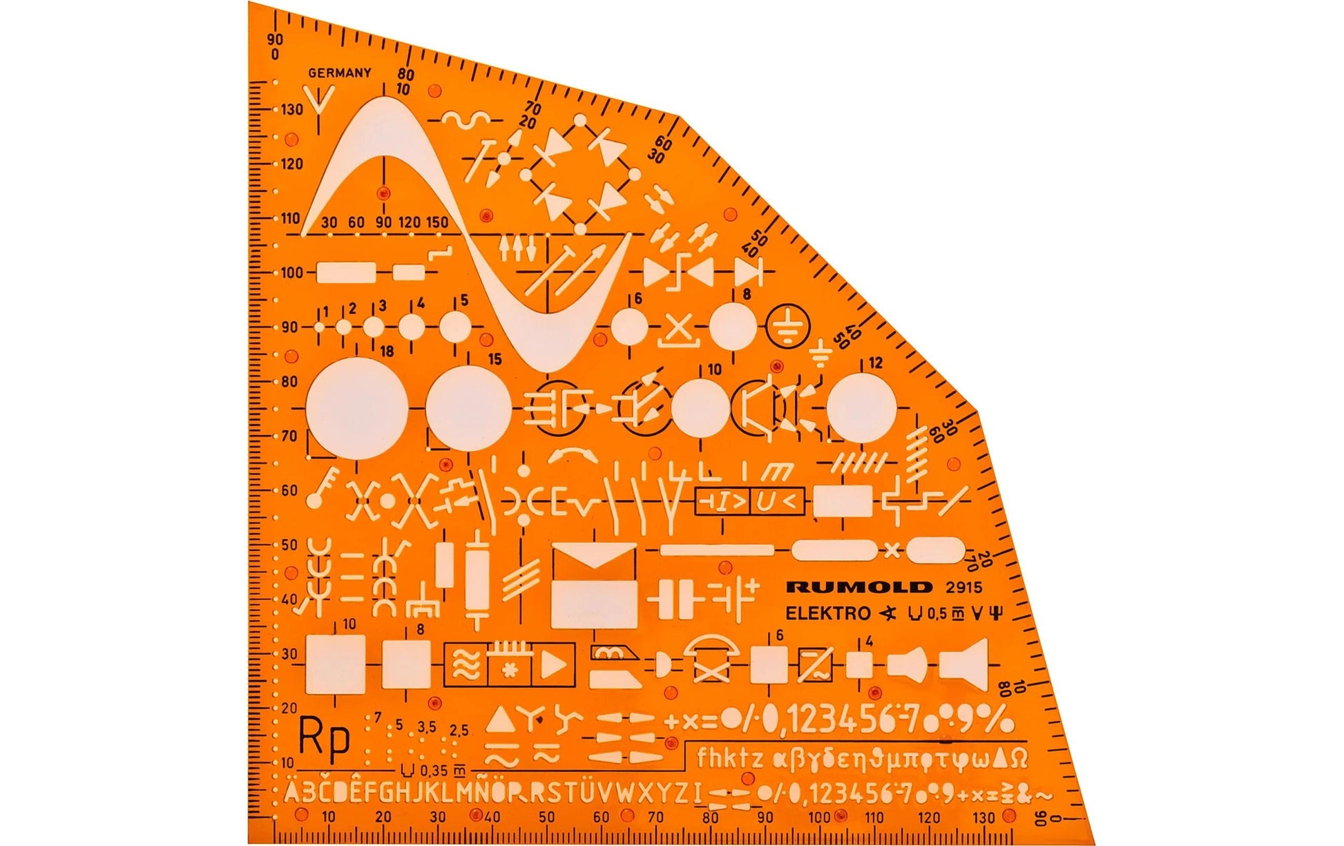 Rumold Schablonen-Set – Elektronik, 155 × 155 mm, Kunststoff, Orange