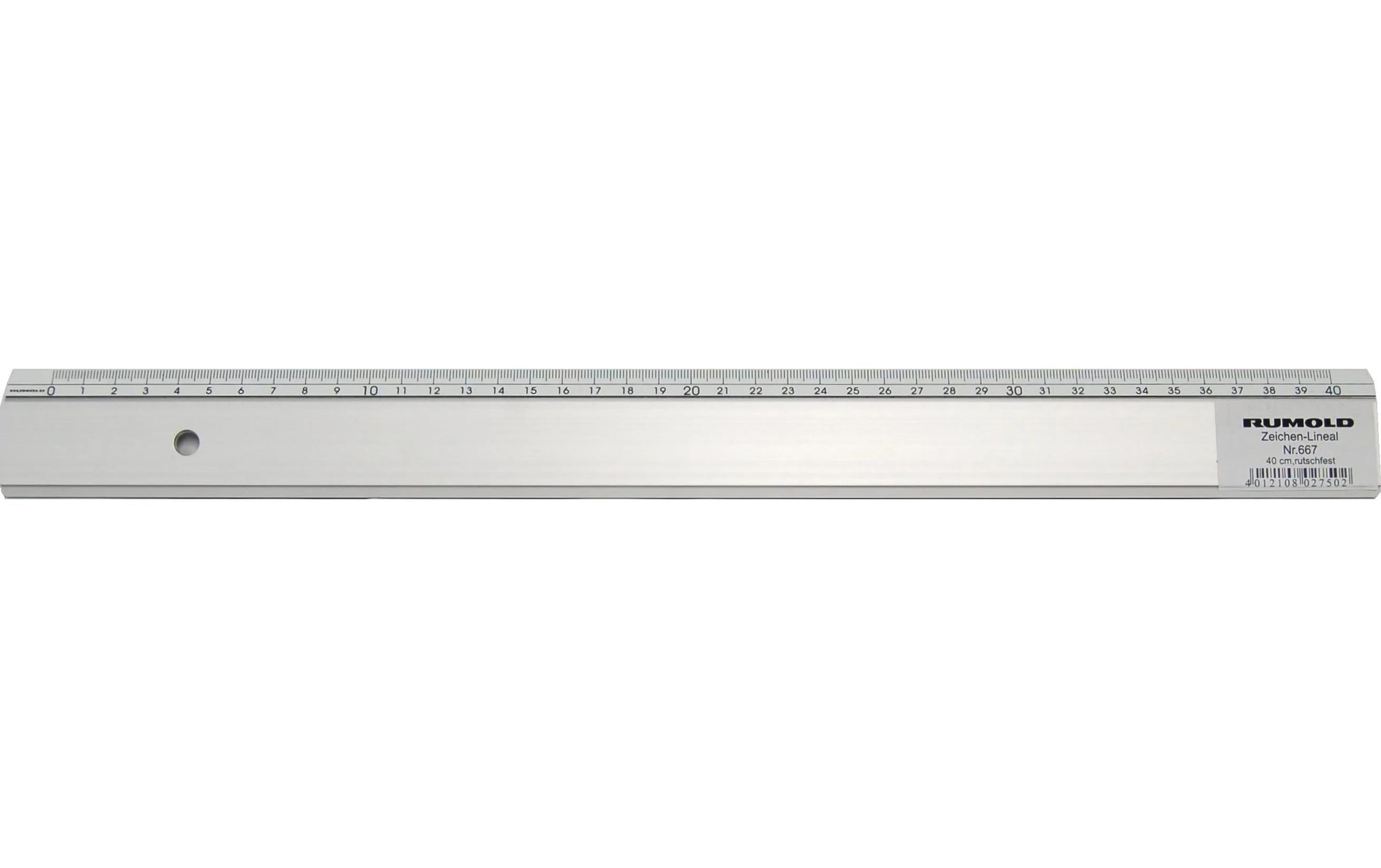 Rumold Wandtafel-Lineal 40 cm – Aluminium, rutschfest, mit Tuschefacette, Aufhängeloch