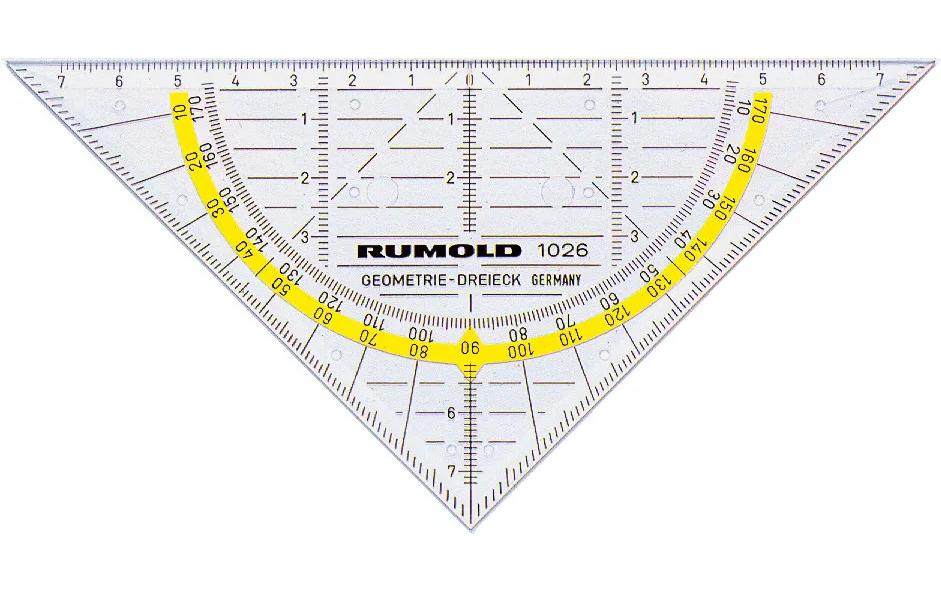 Rumold Geodreieck, 16 cm, 45° – mit Tuschenoppen – Kunststoff, 10 Stück