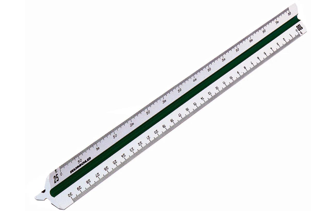 Rumold Reduktionsmassstab – 30 cm – dreikant – Skalen auf 6 Facetten – Kunststoff – weiss