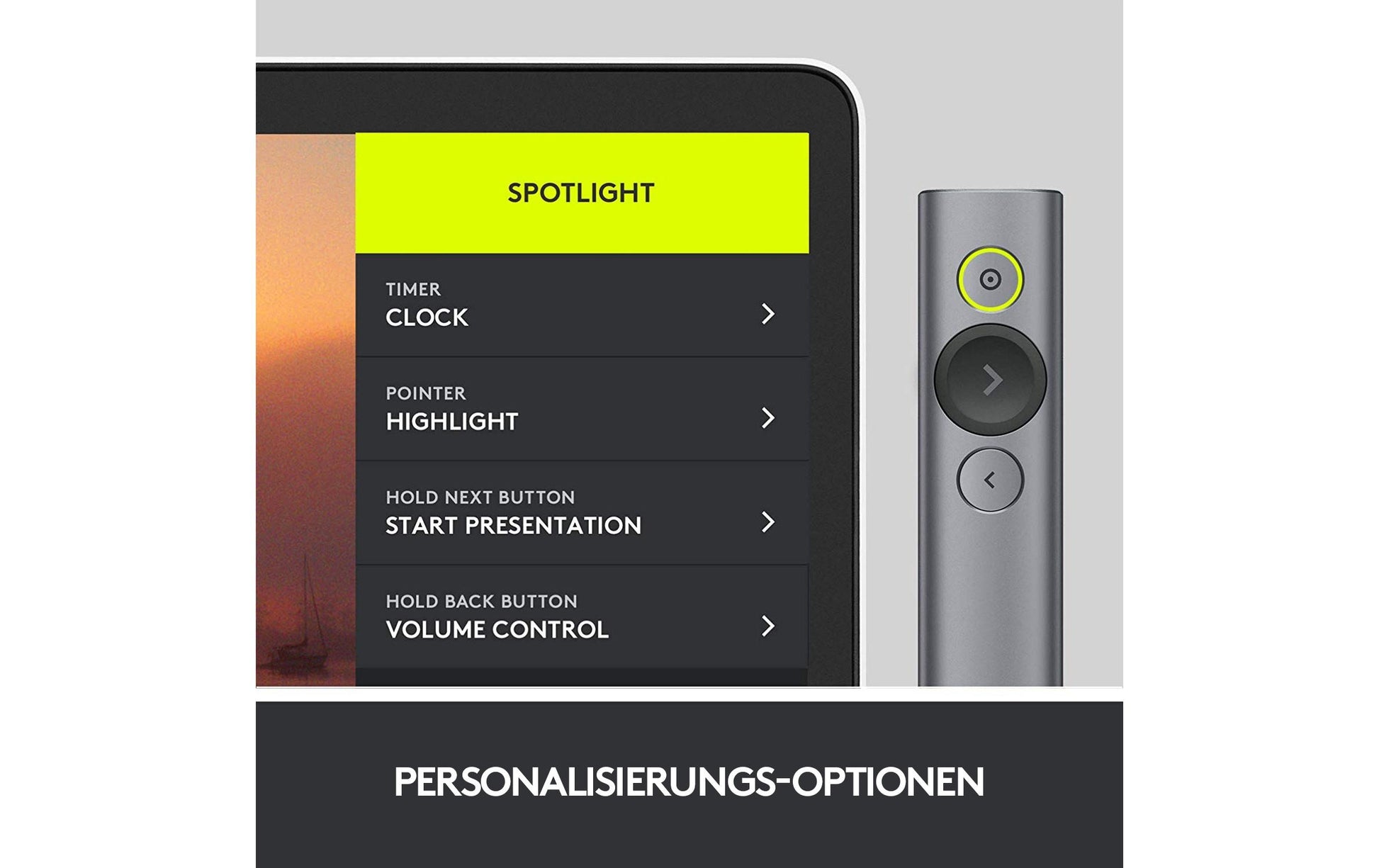 Logitech Spotlight Plus Fernbedienung – für Windows, Mac OS – Spotlight-Funktion, aufladbar