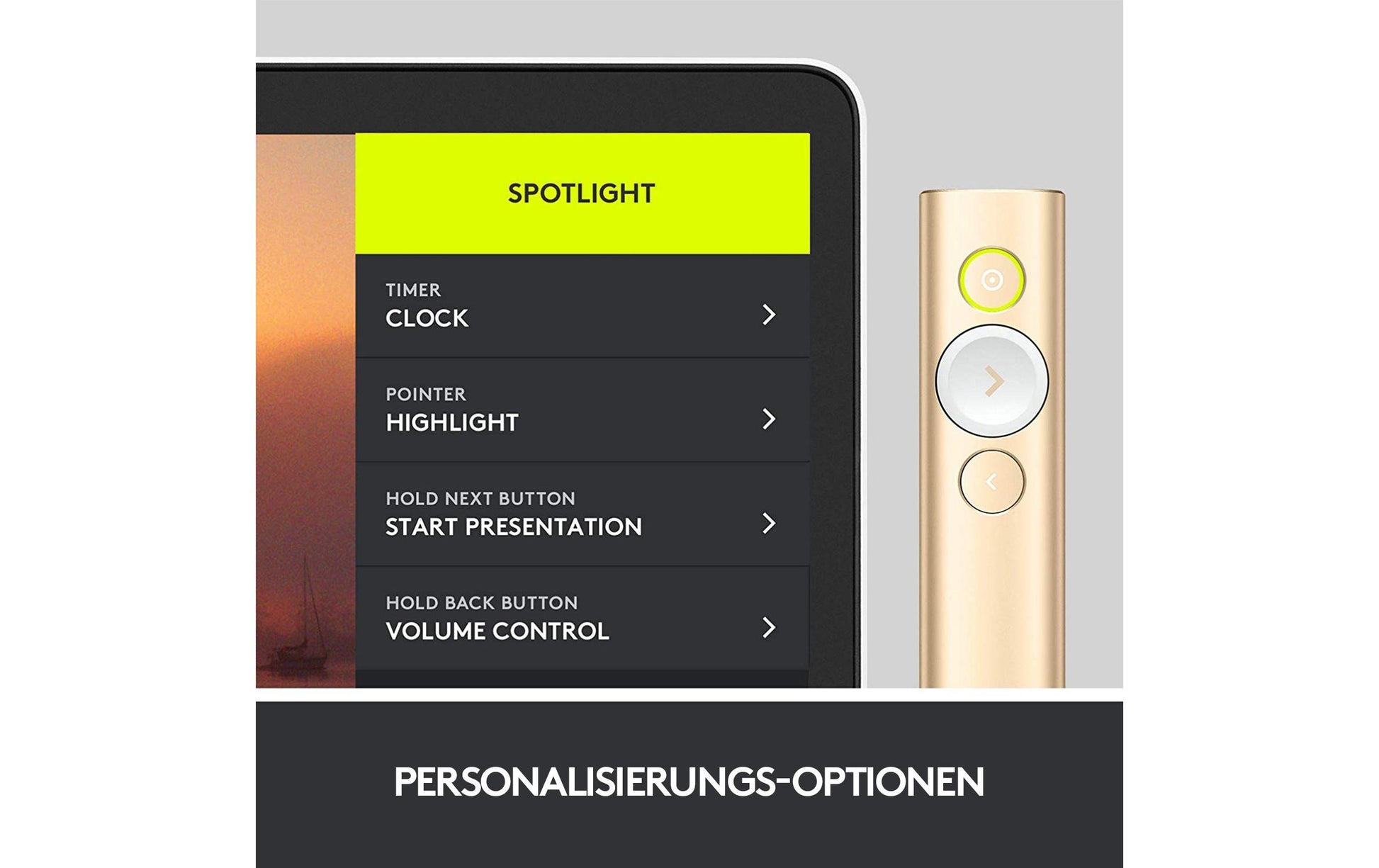 Logitech SPOTLIGHT Fernbedienung – Gold