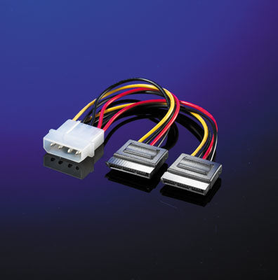 ROLINE Y-Adapterkabel Stromkabel – Molex 4-polig–SATA 15-polig (Power), 0,12 m, schwarz/rot/weiss/gelb
