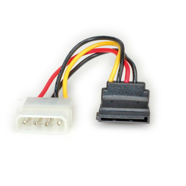 ROLINE Molex 4-poliger zu SATA 15-poliger Stromkabel – 0,1 m, abgewinkelt, mehrfarbig