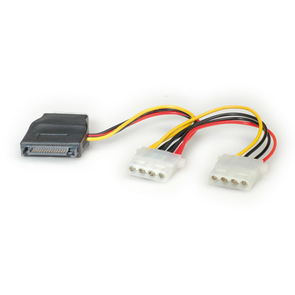 ROLINE Internes Y-Stromkabel SATA (15-polig Power) zu 3× Molex 4-pol. Buchse – 0,2 m