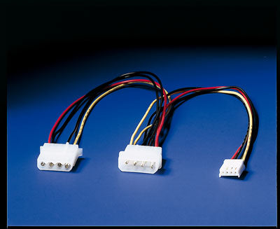 ROLINE Y-Stromkabel – Molex 4-poliger Stecker – 2× Molex 4-polige Buchse, 0,3 m, mehrfarbig