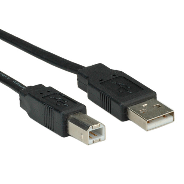 ROLINE USB-A auf USB-B Kabel – USB 2.0 (480 Mbit/s) – 0,8 m – Flachbandkabel – Schwarz
