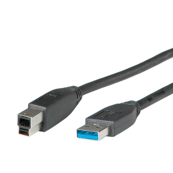 ROLINE USB-A auf USB-B Kabel – USB 3.2 Gen 1 (5 Gbit/s) – 1,8 m – Goldstecker – Schwarz