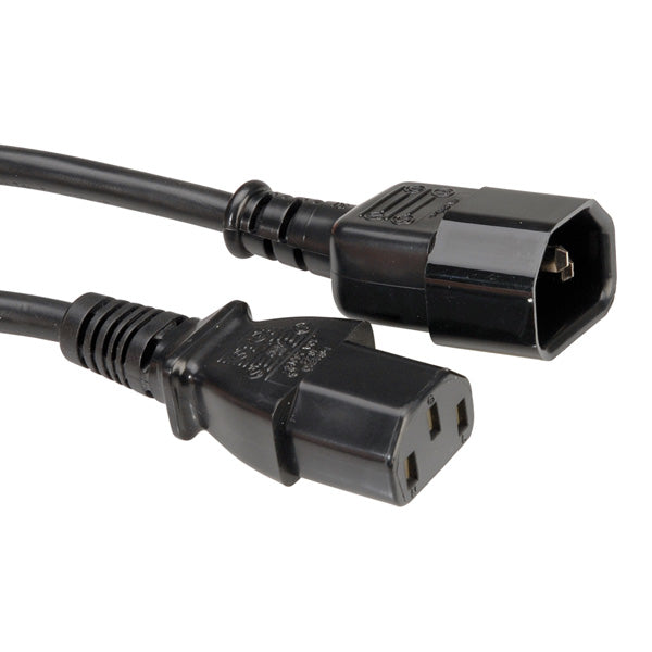 ROLINE Netzkabel – IEC C14–IEC C13, 1 m, 250 V/10 A, Schwarz