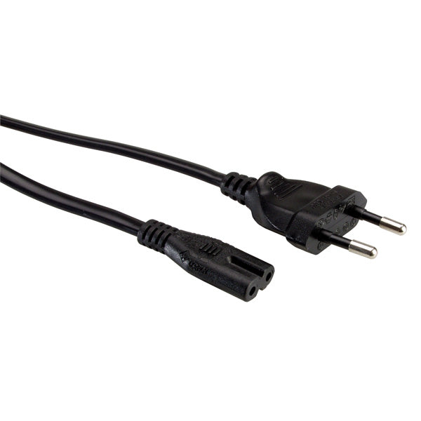 ROLINE Netzkabel – Eurostecker (Typ C) – IEC C7, 1,8 m, 250 V/2,5 A, Schwarz
