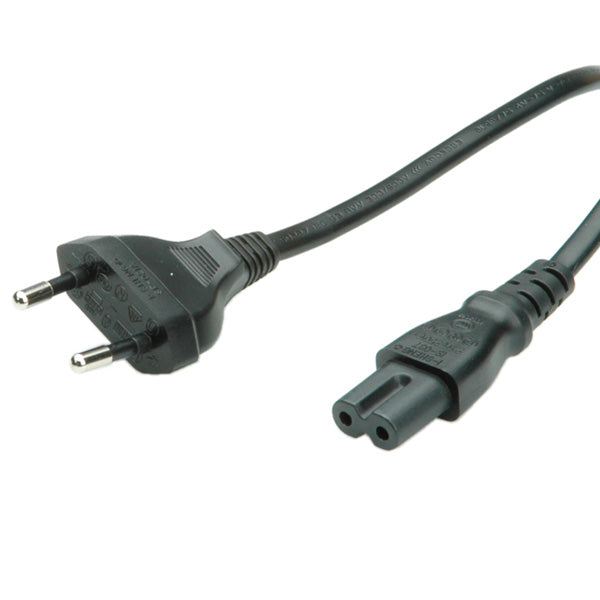 VALUE Netzkabel – Eurostecker (Typ C) – IEC C7, 1,8 m, 250 V/2,5 A, Schwarz