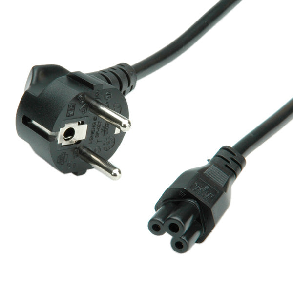 ROLINE Netzkabel – Schuko (Typ E/F) – IEC C5, 1,8 m, 250 V/2,5 A, Schwarz