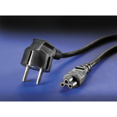 ROLINE Netzkabel – Schuko (Typ E/F) – IEC C5, 1,8 m, 250 V/2,5 A, Schwarz