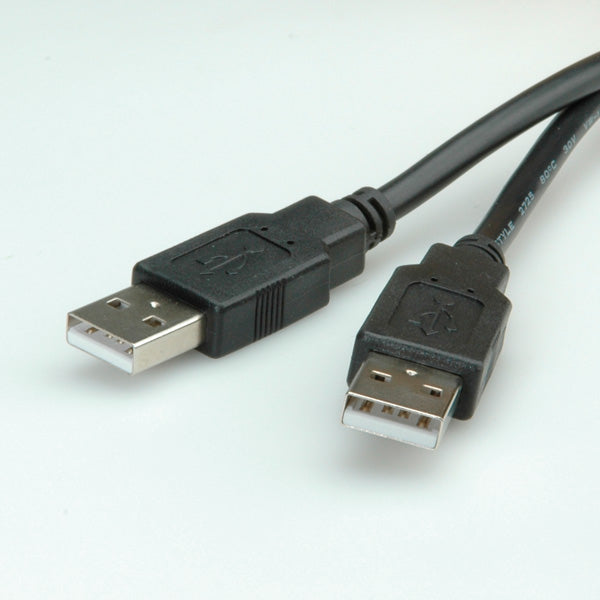 ROLINE USB-Kabel – USB-A auf USB-A – USB 2.0 (480 Mbit/s) – 1,8 m – Geschirmt, vergoldete Kontakte – Schwarz