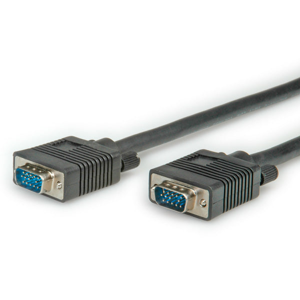 ROLINE SVGA Kabel 1280×720 – 10 m – geflochten, verriegelbar – für PC, Monitor, Beamer
