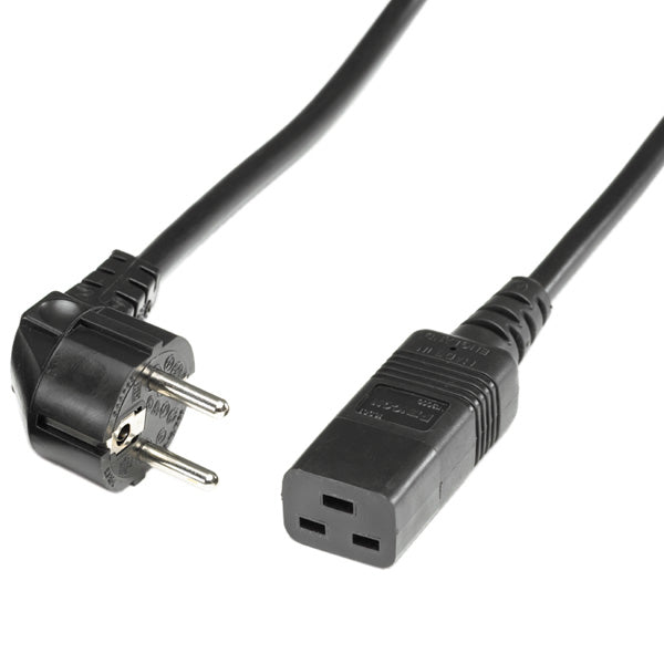 ROLINE Netzkabel – Schuko (Typ E/F) – IEC C19, 2 m, 250 V/16 A, Schwarz