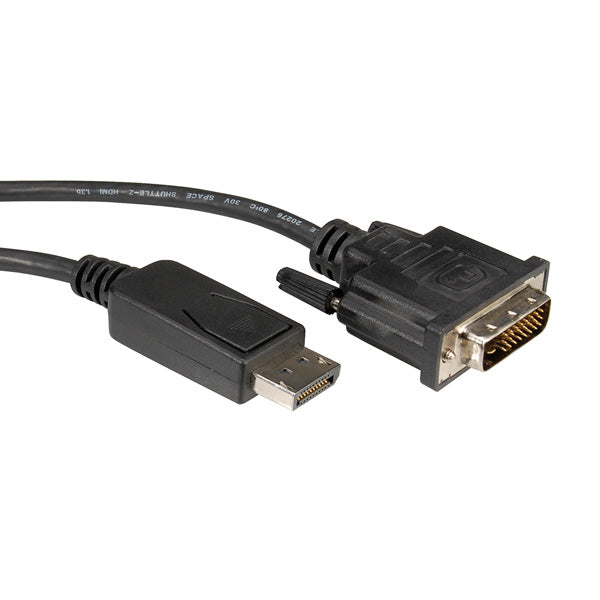 ROLINE DisplayPort auf DVI Kabel DP 1.1 1080p 60 Hz – 1 m – verriegelbar – für Grafikkarten mit DisplayPort