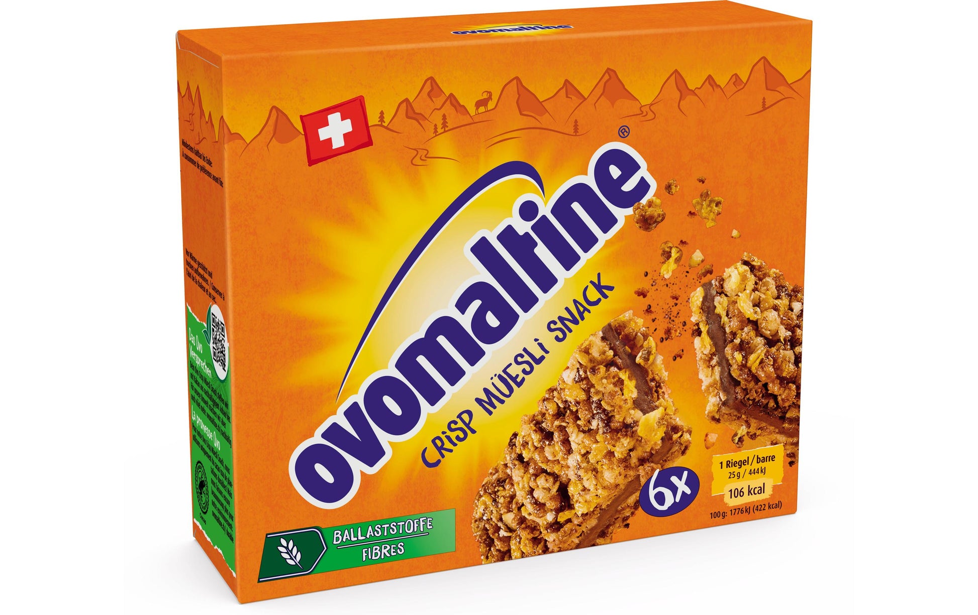 Ovomaltine Crisp Müesli Snack – Energieriegel – Schokolade – 6 × 25 g – 150 g