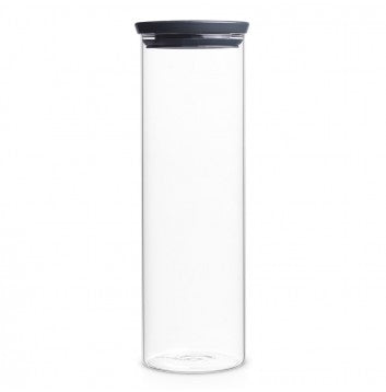 Brabantia Vorratsdose 1,9 l, Ø 10,5 × 32,1 cm, Glas/Kunststoff, transparent/grau