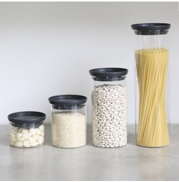 Brabantia Vorratsdose 1,9 l, Ø 10,5 × 32,1 cm, Glas/Kunststoff, transparent/grau