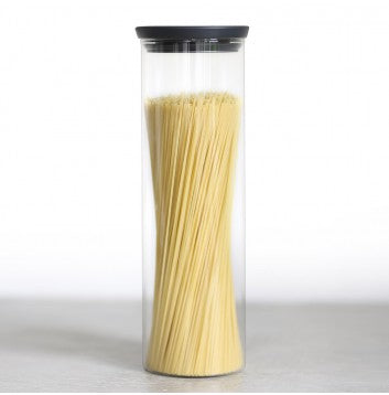 Brabantia Vorratsdose 1,9 l, Ø 10,5 × 32,1 cm, Glas/Kunststoff, transparent/grau