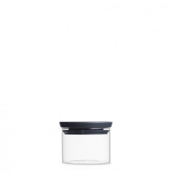 Brabantia Vorratsdose 300 ml, Ø 10,5 × 8,5 cm, Glas/Kunststoff, transparent/grau