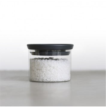 Brabantia Vorratsdose 300 ml, Ø 10,5 × 8,5 cm, Glas/Kunststoff, transparent/grau