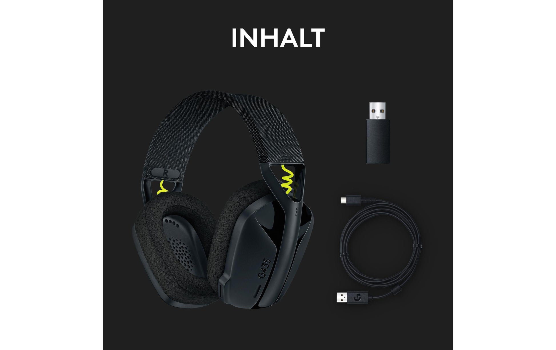 Logitech G G435 Gaming-Headset – Over-Ear, Stereo, BT, mit USB-A-Dongle, Schwarz