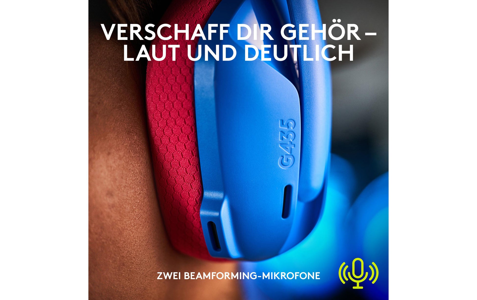 Logitech G G435 Gaming-Headset – Over-Ear, Stereo, BT, mit USB-A-Dongle, Blau