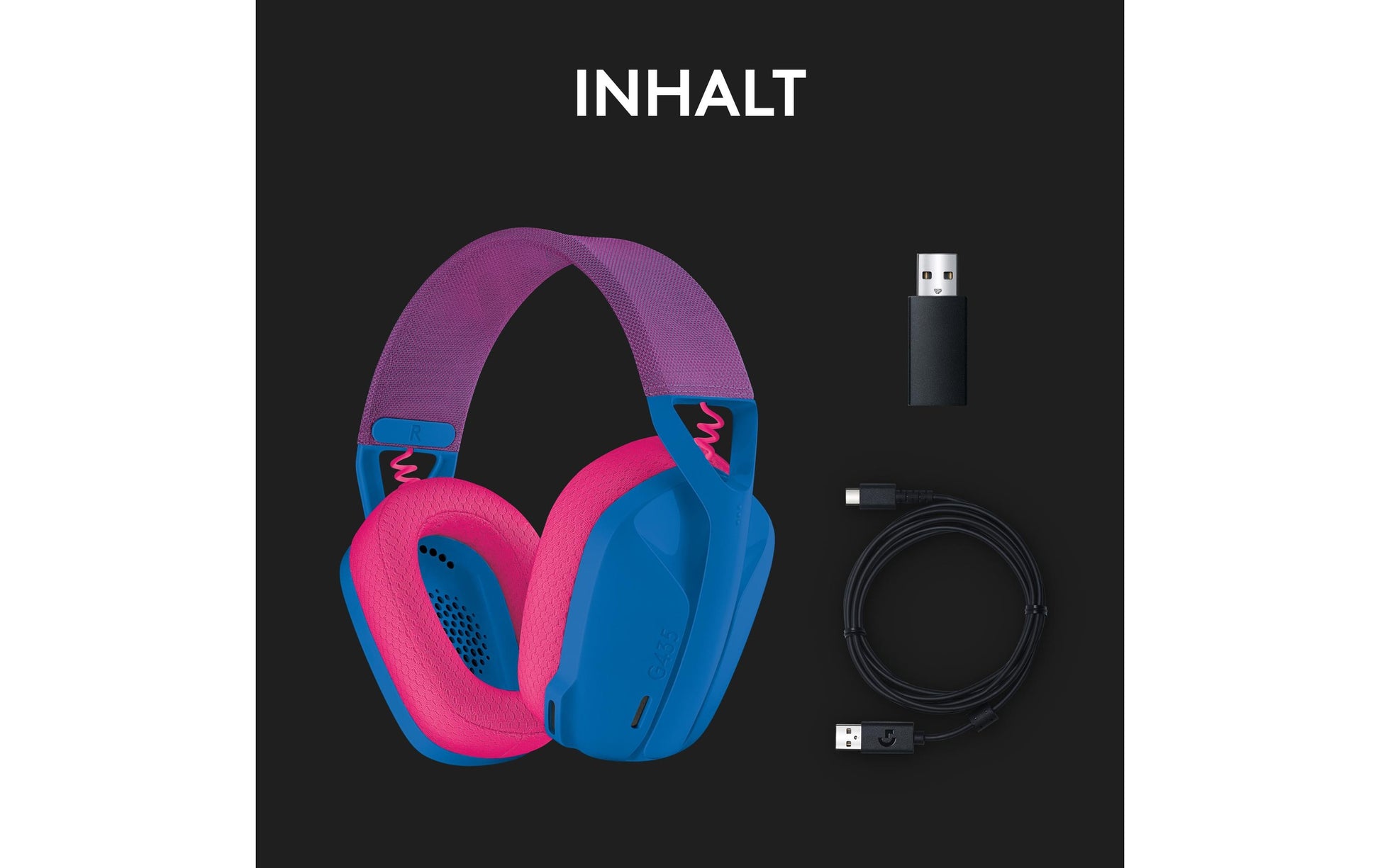 Logitech G G435 Gaming-Headset – Over-Ear, Stereo, BT, mit USB-A-Dongle, Blau