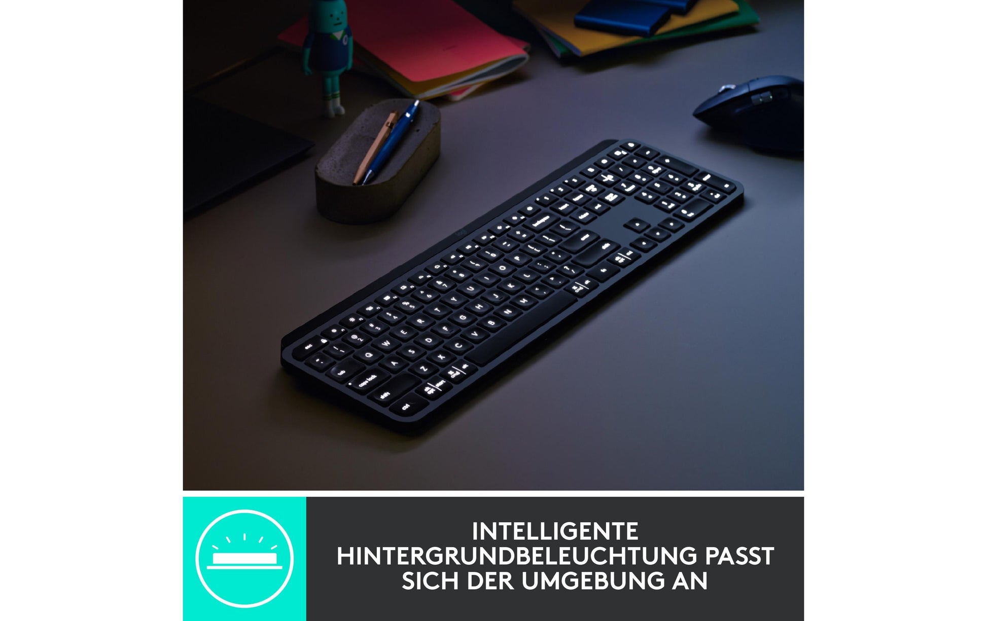 Logitech Kabellose Tastatur (Bluetooth/2,4 GHz), beleuchtet – für Windows, macOS & Android