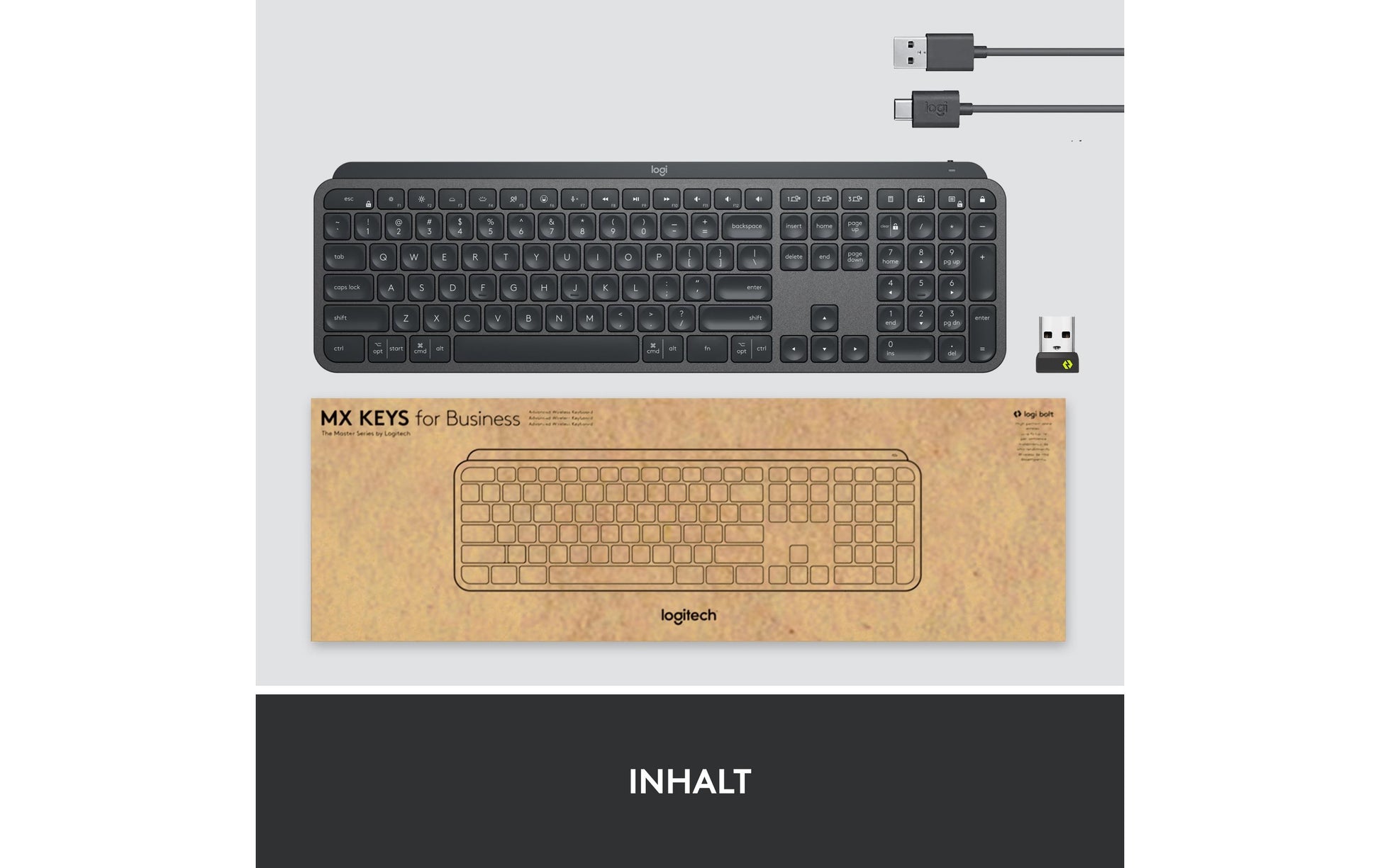 Logitech Kabellose Tastatur (Bluetooth/2,4 GHz), beleuchtet – für Windows, macOS & Android