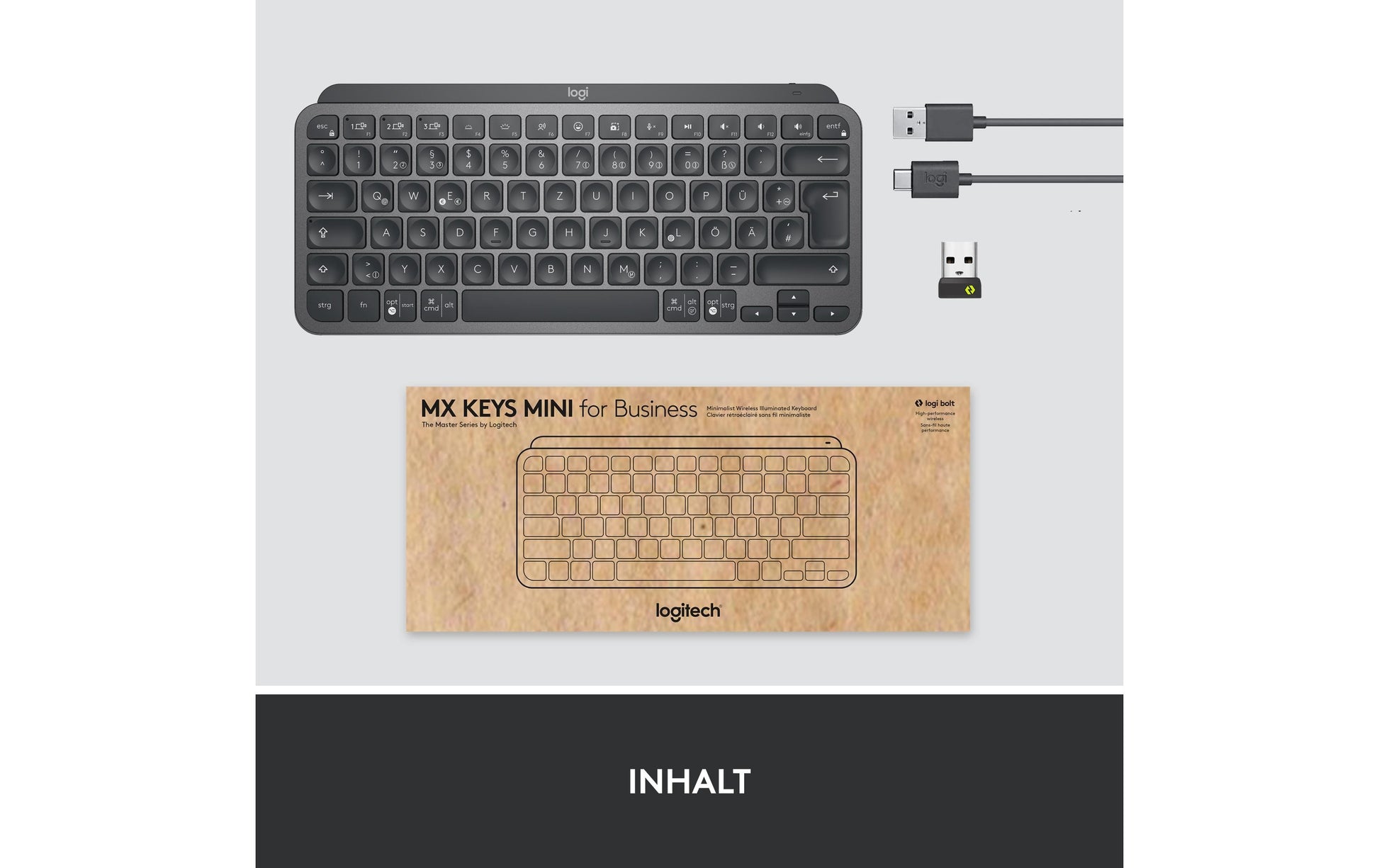 Logitech MX Mini – Tastatur, kabellos (Bluetooth), beleuchtet – für Windows, macOS & Android u. a.