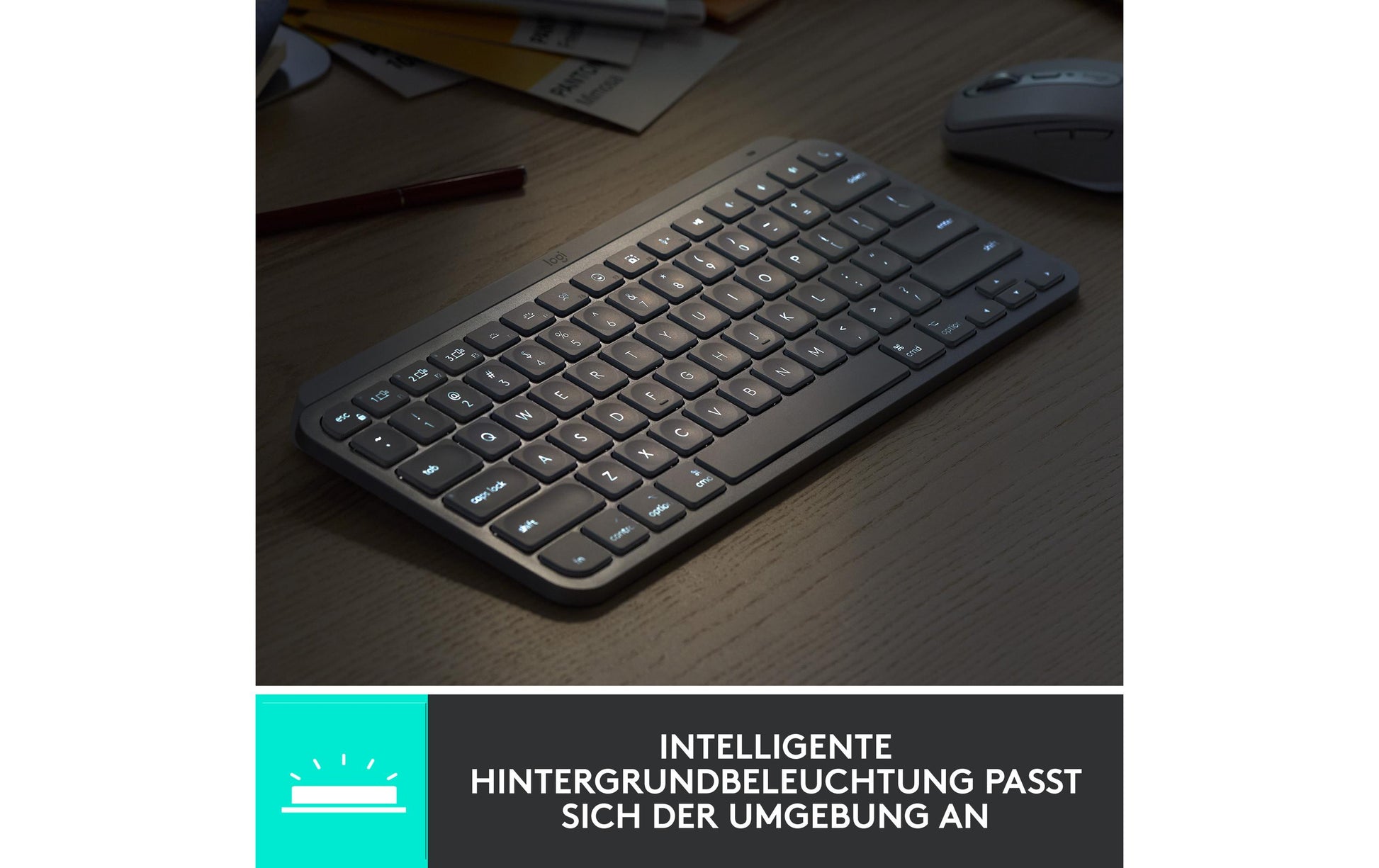 Logitech MX Mini – Tastatur, kabellos (Bluetooth), beleuchtet – für Windows, macOS & Android u. a.