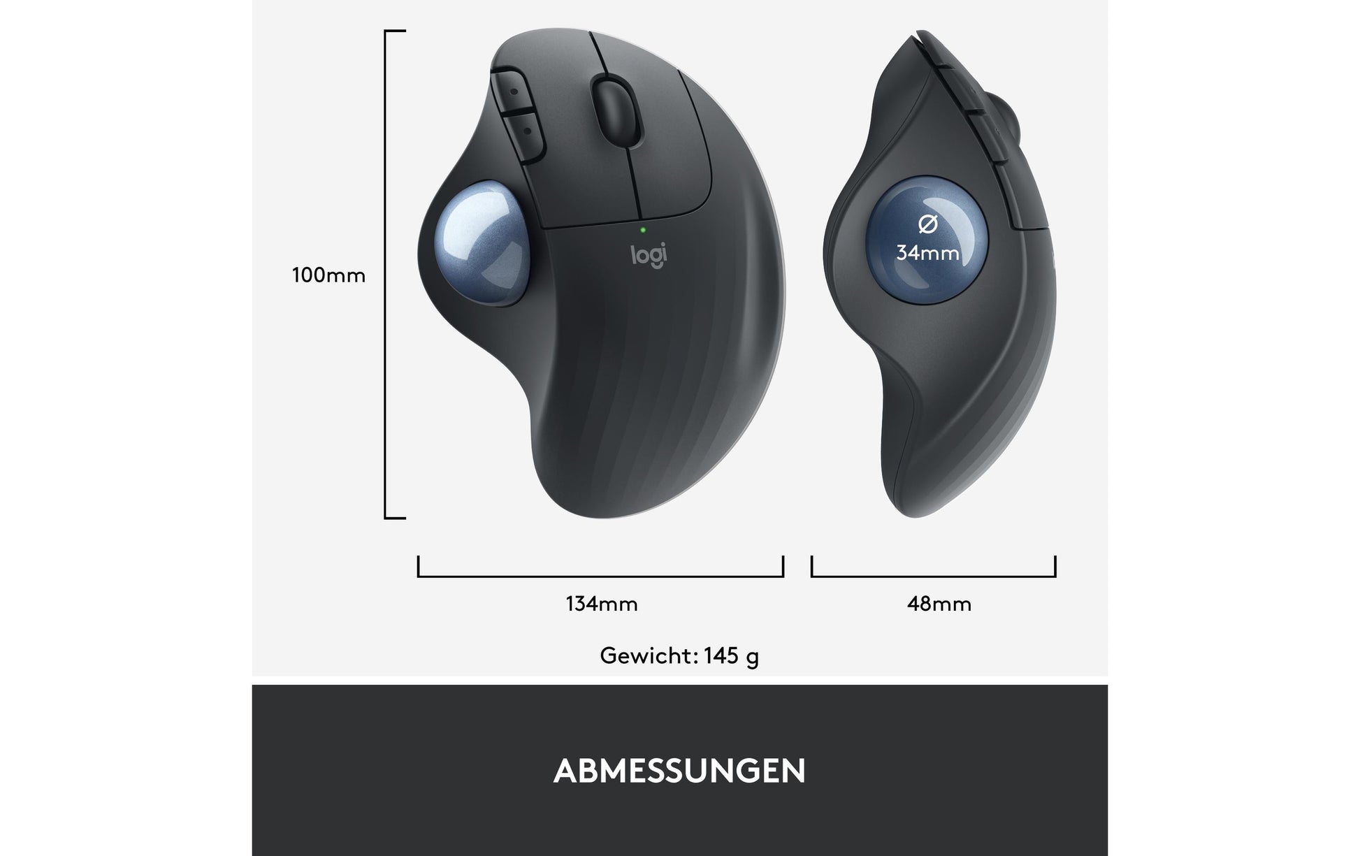 Logitech ERGO M575 für Business Ergonomische Maus – Graphit