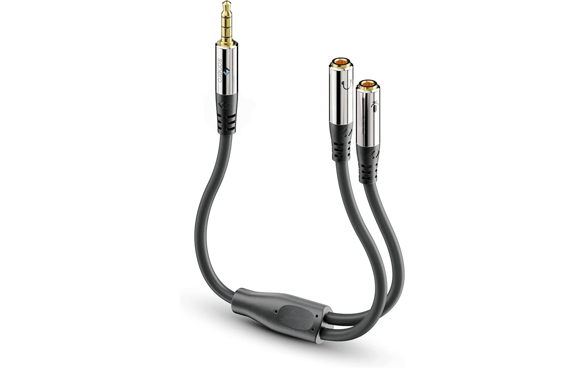 Sonero 3,5 mm Splitterkabel – 3,5 mm Klinkenstecker zu 2× 3,5 mm Klinkenbuchsen – 0,25 m, vergoldete Stecker