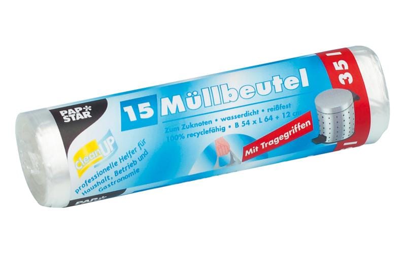 Weita Mehrzweckbeutel – 35 l, mit Zugband, HDPE, transparent, 540 × 650 mm, 15 Stk