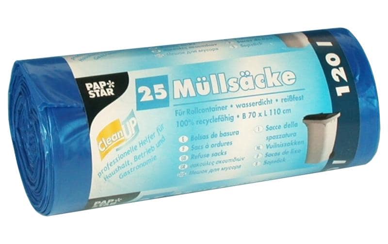 Papstar Kehrichtsack – 120 l, HDPE, blau, 700 × 1'100 mm, 25 Stk
